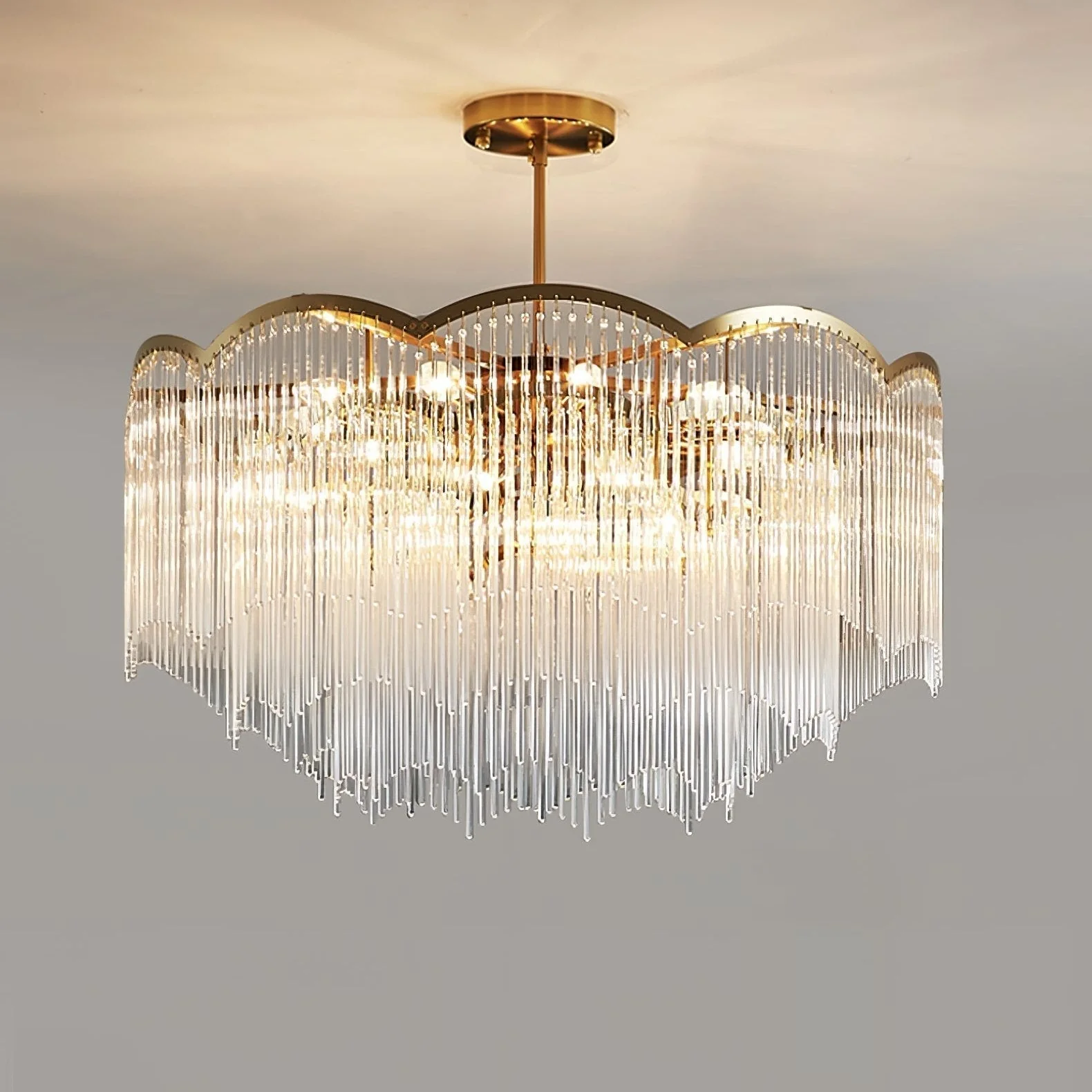 Lustra Chandelier Glass Rod Wave Shape - Image 33