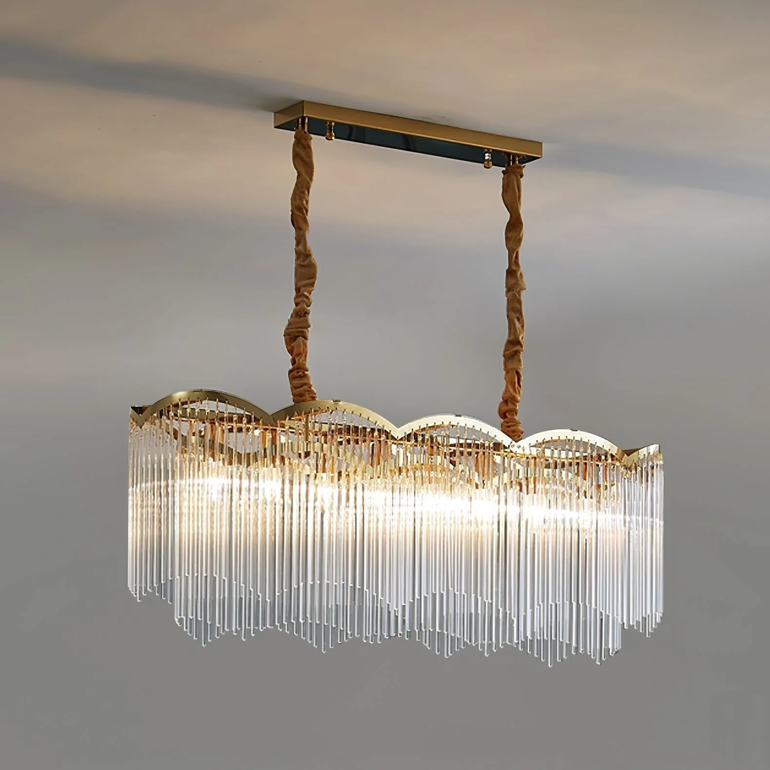 Lustra Chandelier Glass Rod Wave Shape - Image 35
