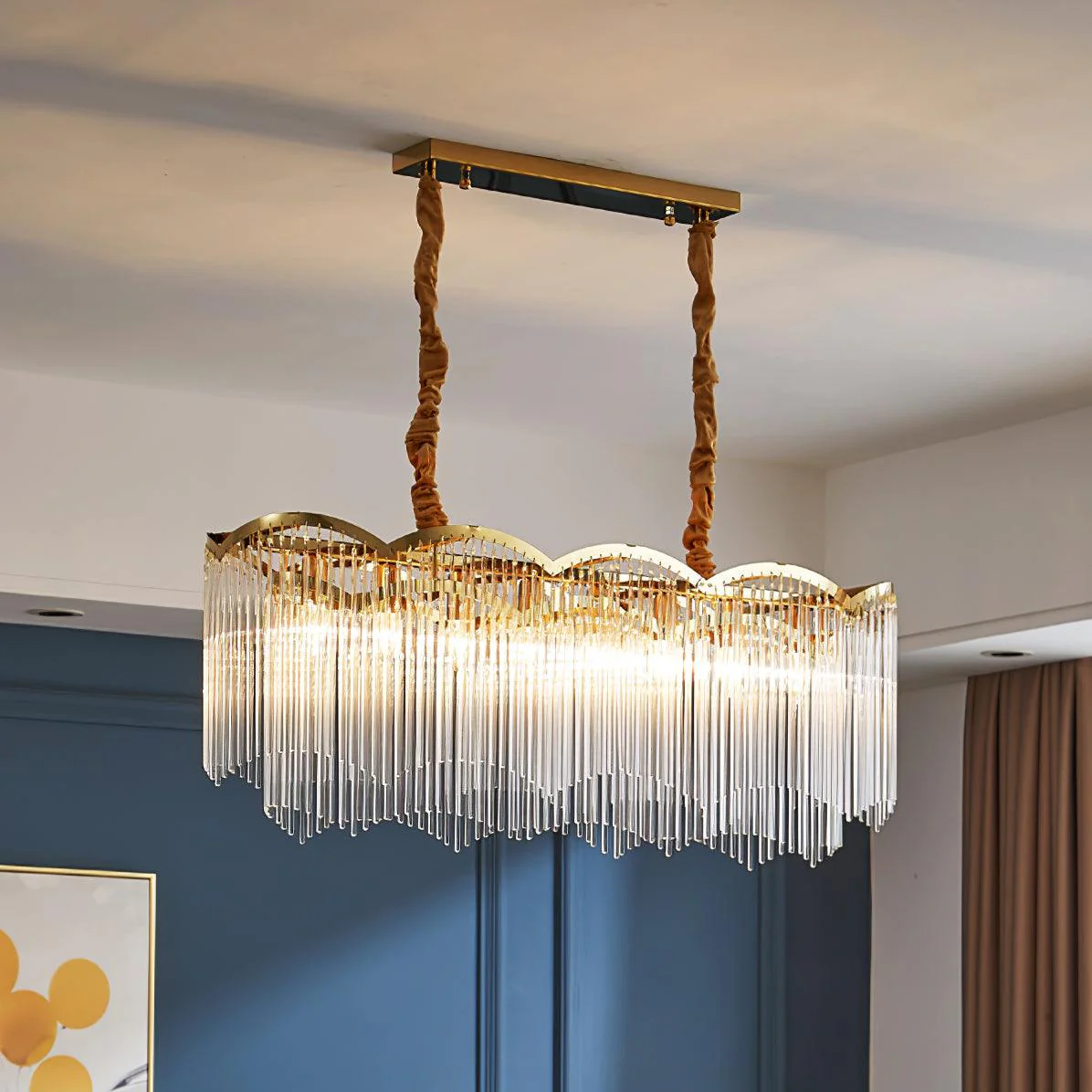 Lustra Chandelier Glass Rod Wave Shape - Image 36