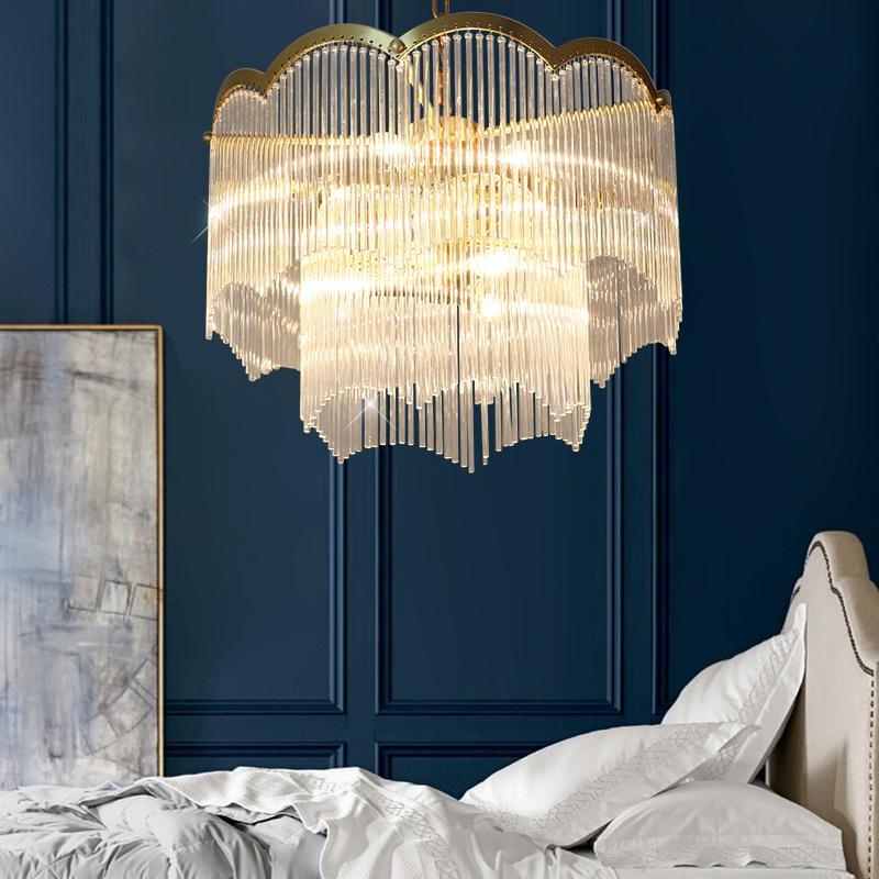 Lustra Chandelier Glass Rod Wave Shape - Image 38