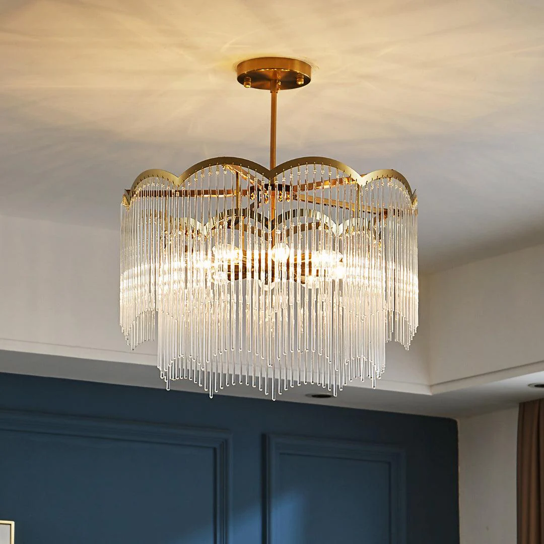 Lustra Chandelier Glass Rod Wave Shape - Image 4