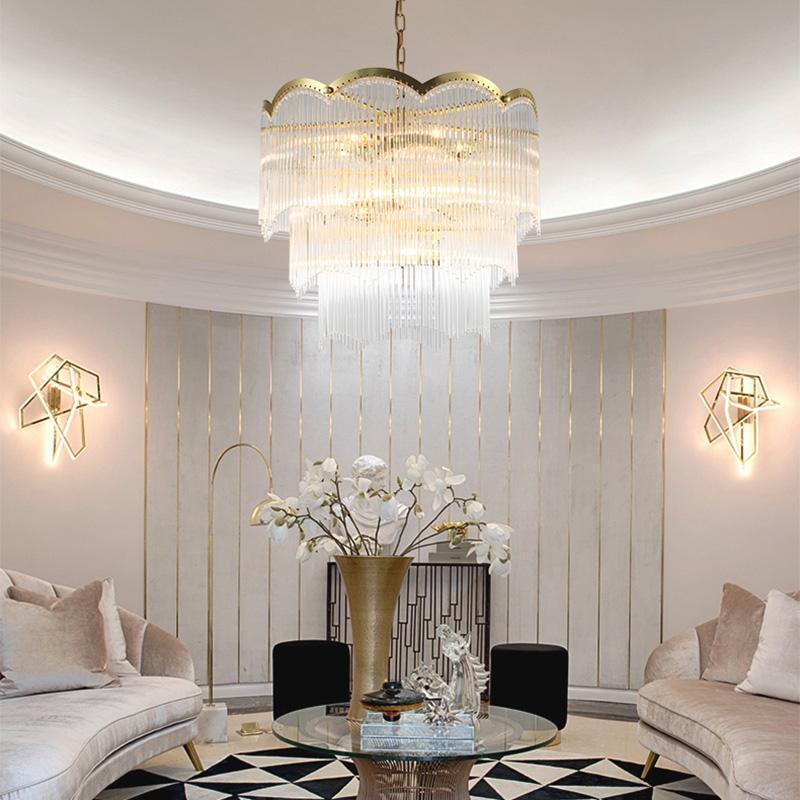 Lustra Chandelier Glass Rod Wave Shape - Image 41