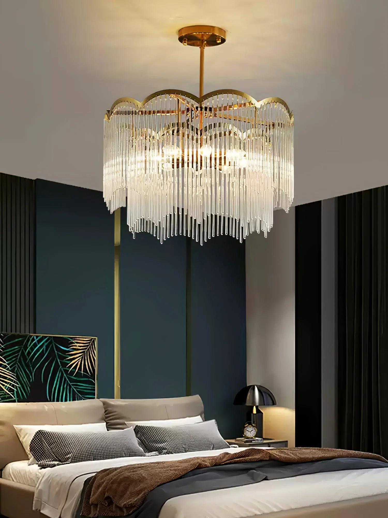 Lustra Chandelier Glass Rod Wave Shape - Image 45