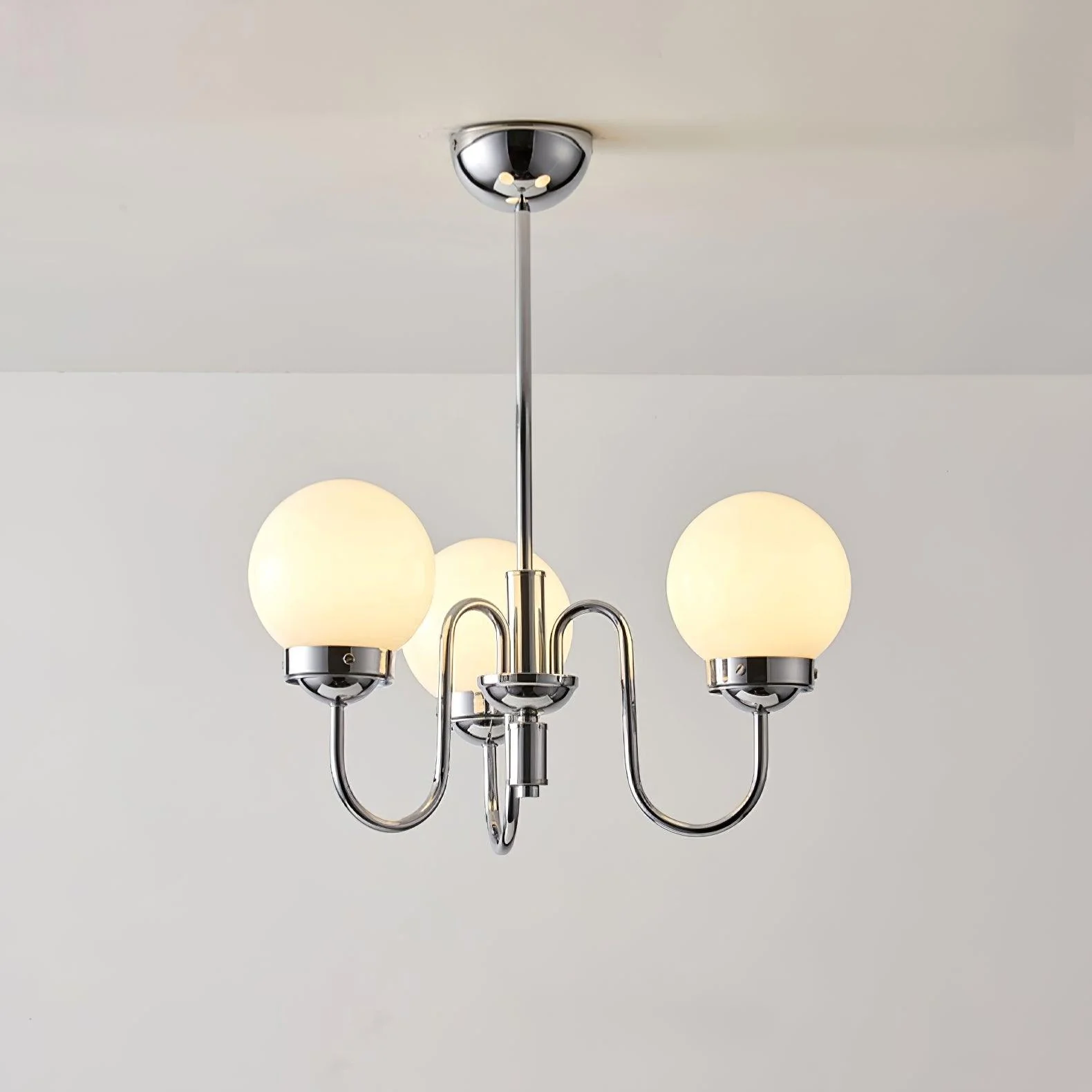 Lustra Chandelier Globe Chrome Curved Arm - Image 18