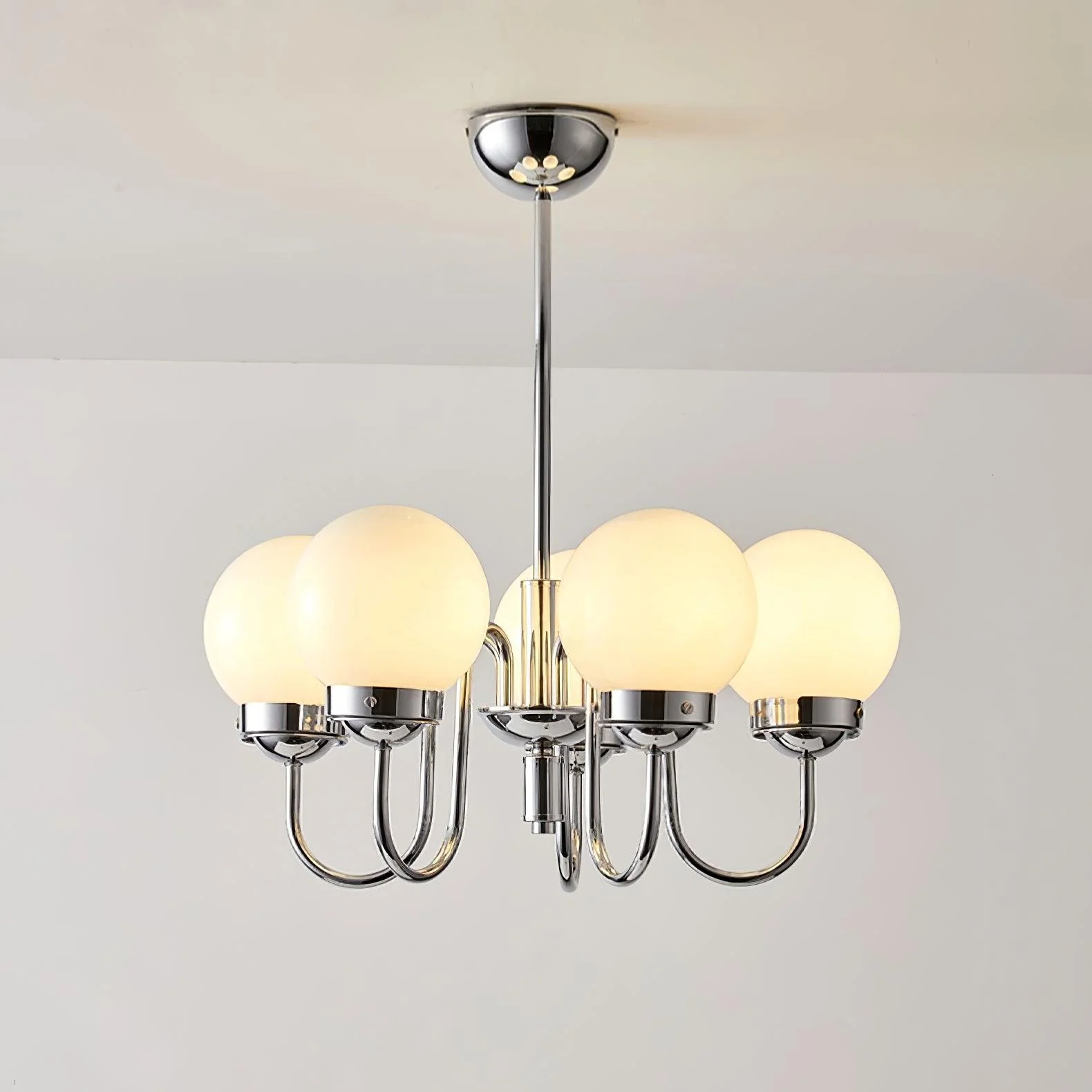 Lustra Chandelier Globe Chrome Curved Arm - Image 19