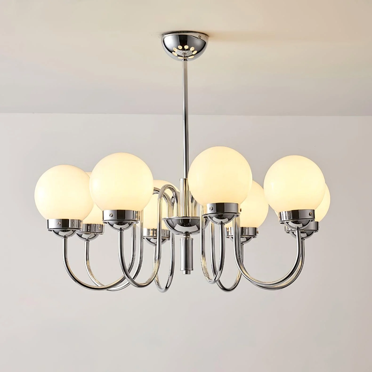 Lustra Chandelier Globe Chrome Curved Arm - Image 20