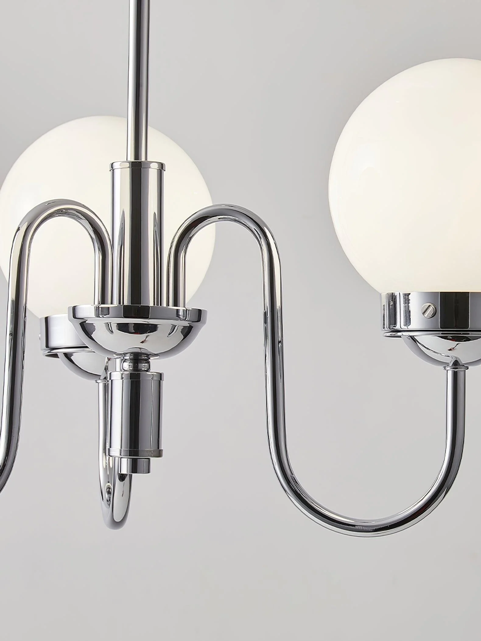 Lustra Chandelier Globe Chrome Curved Arm - Image 25