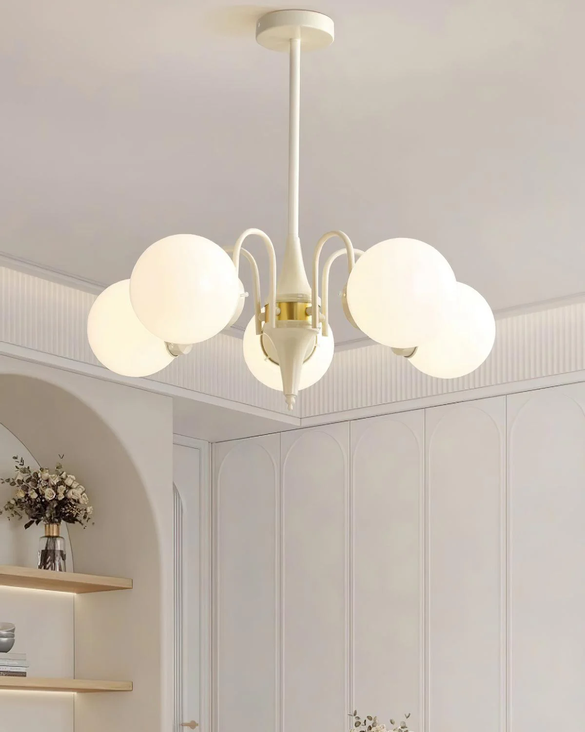 Lustra Chandelier Globe Cream Modern - Image 24