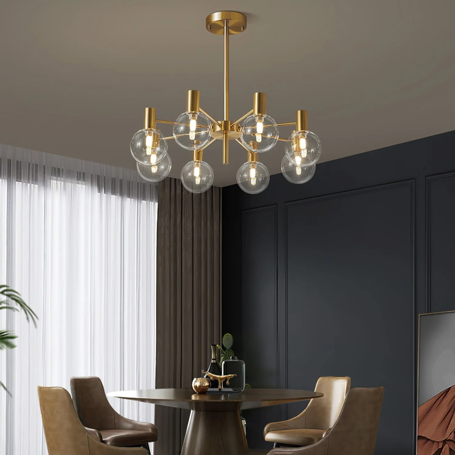 Lustra Chandelier Globe Glass Gold Frame Modern - Image 41