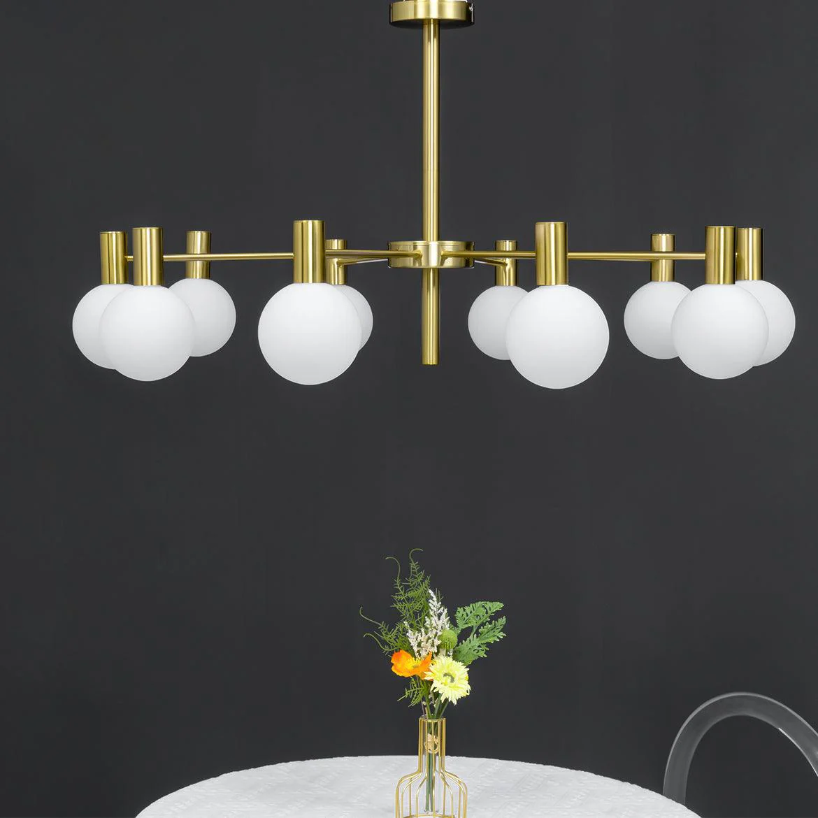Lustra Chandelier Globe Glass Gold Frame Modern - Image 72