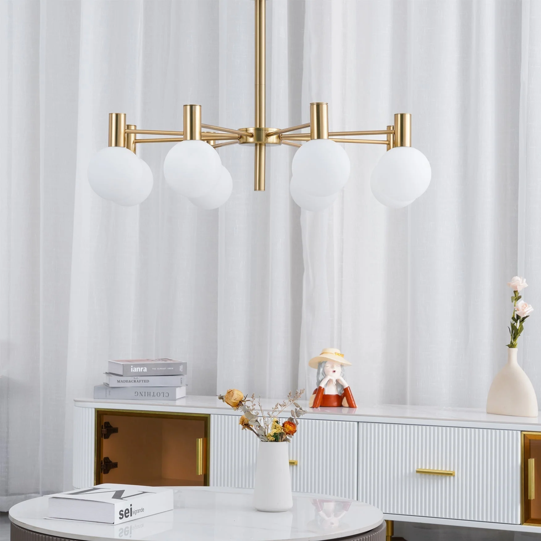 Lustra Chandelier Globe Glass Gold Frame Modern - Image 73