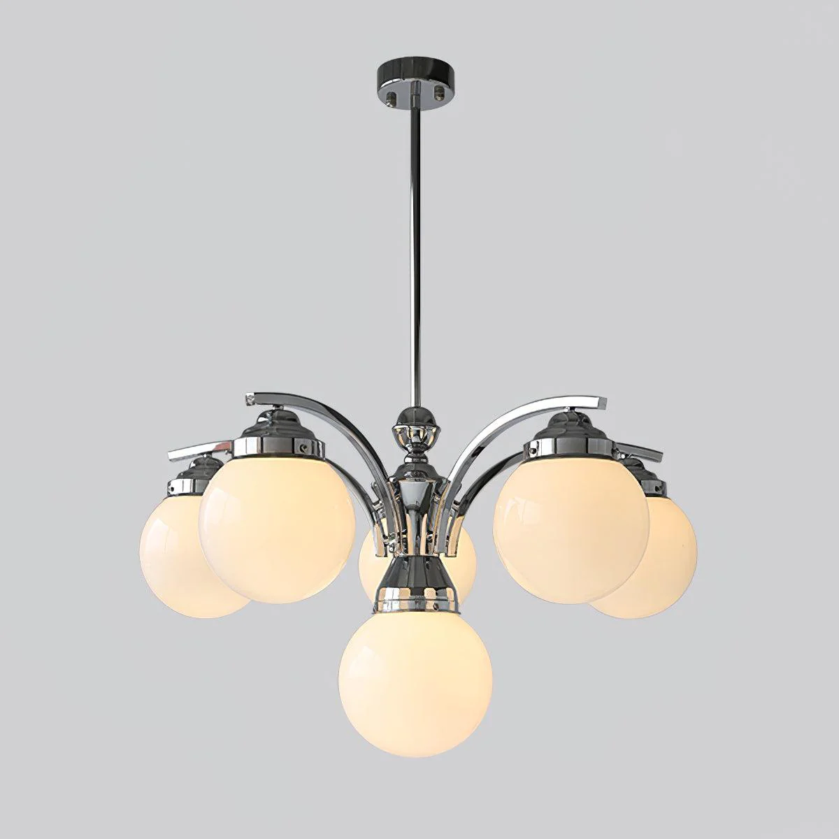 Lustra Chandelier Globe Chrome Modern 5-Light - Image 21