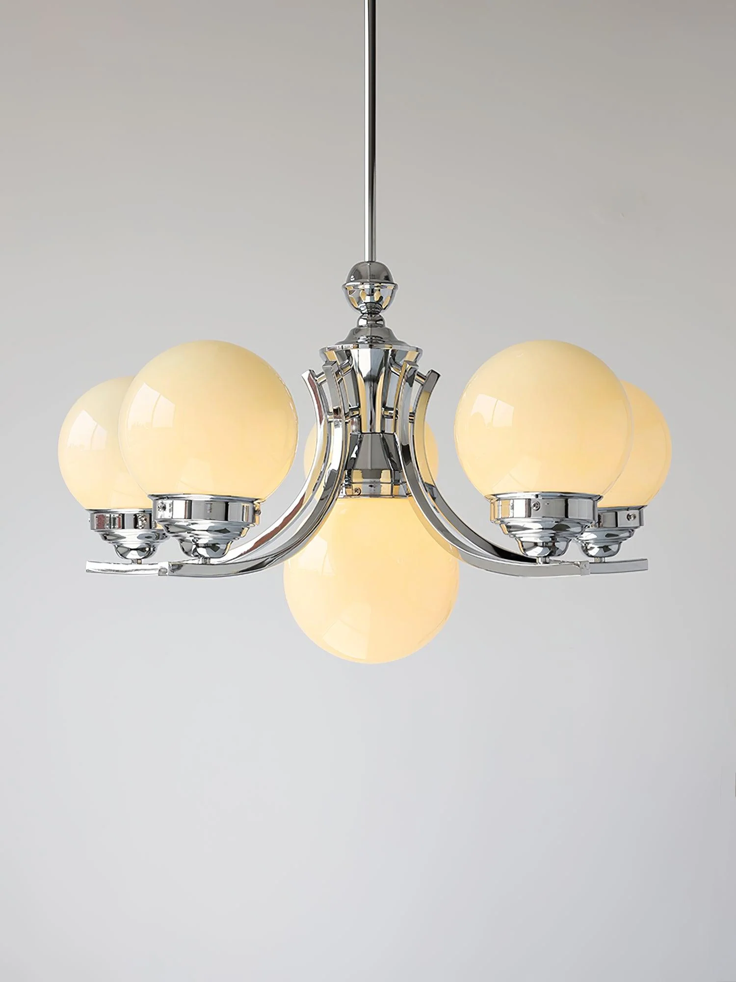 Lustra Chandelier Globe Chrome Modern 5-Light - Image 35
