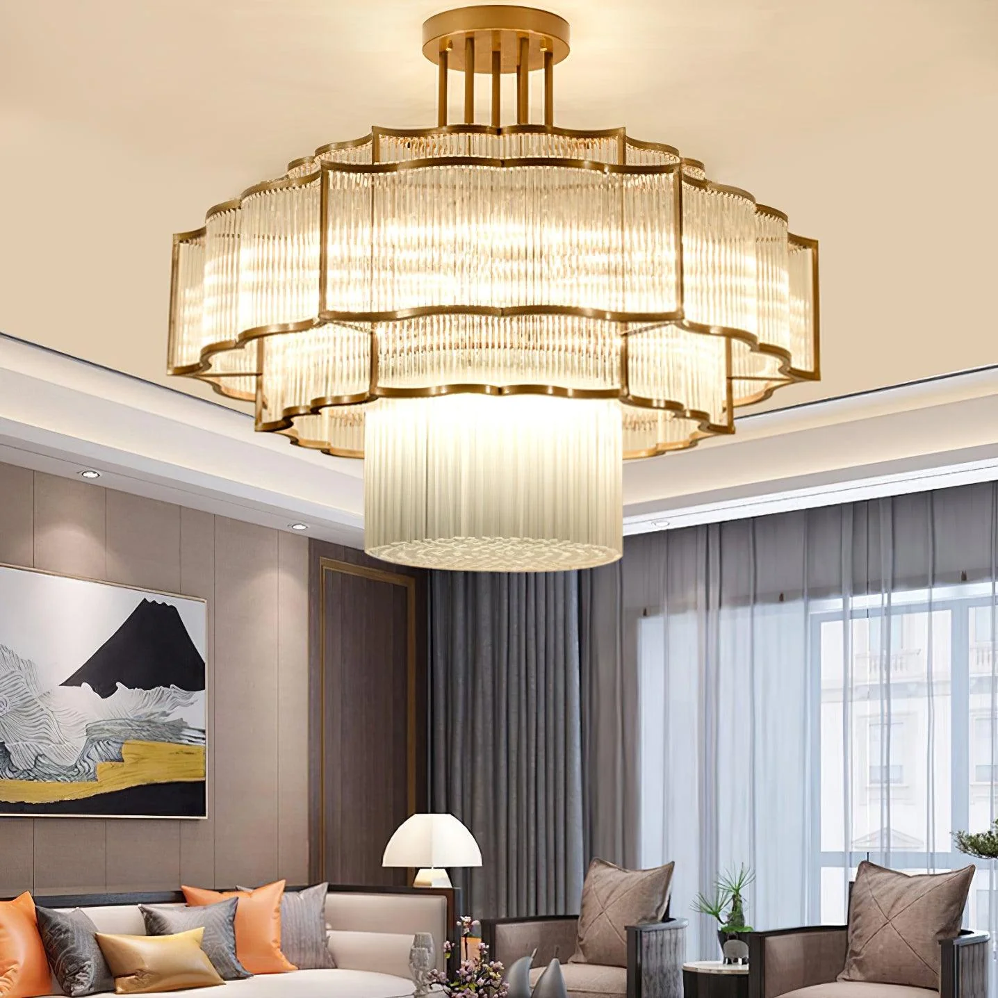Lustra Chandelier Gold Black Glass - Image 5