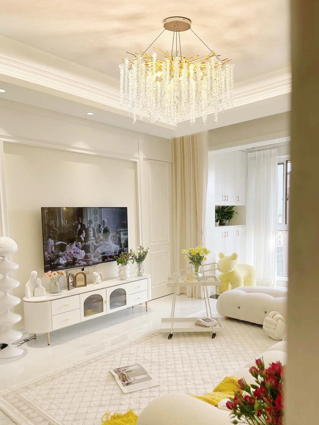 Lustra Chandelier Gold Crystal Branch Elegant - Image 11