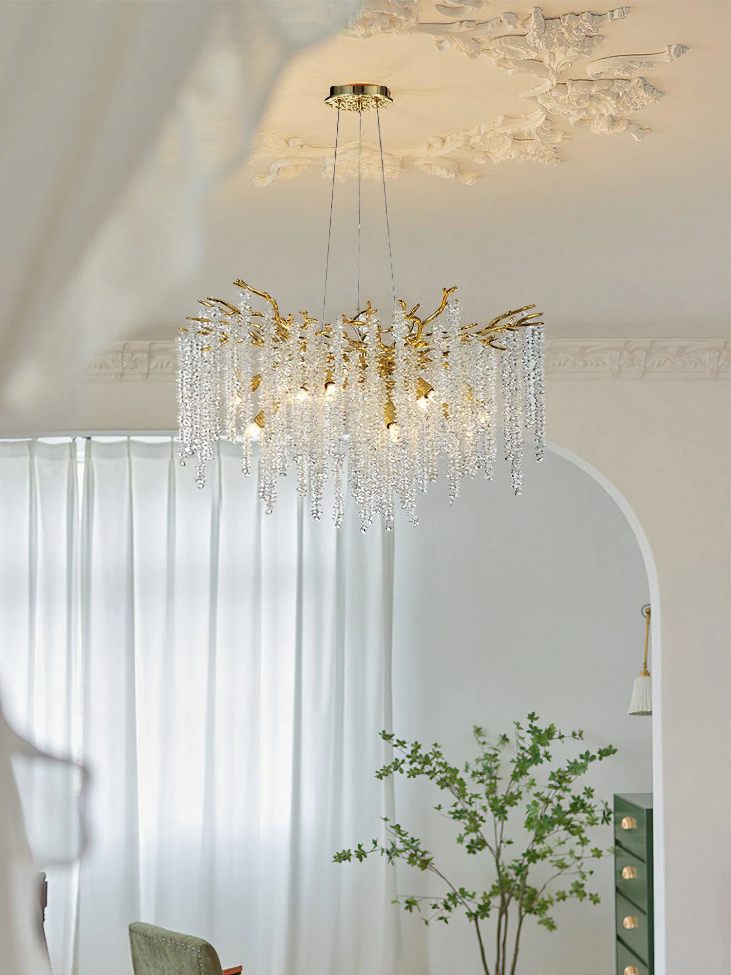 Lustra Chandelier Gold Crystal Branch Elegant - Image 26