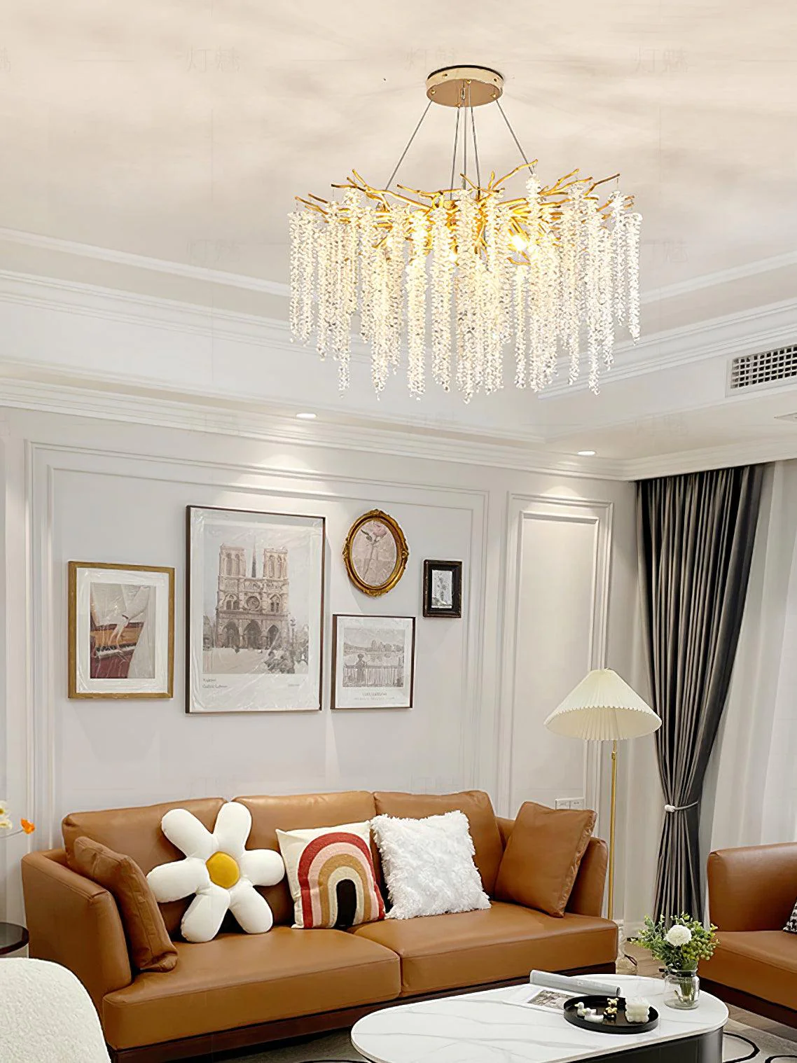 Lustra Chandelier Gold Crystal Branch Elegant - Image 27