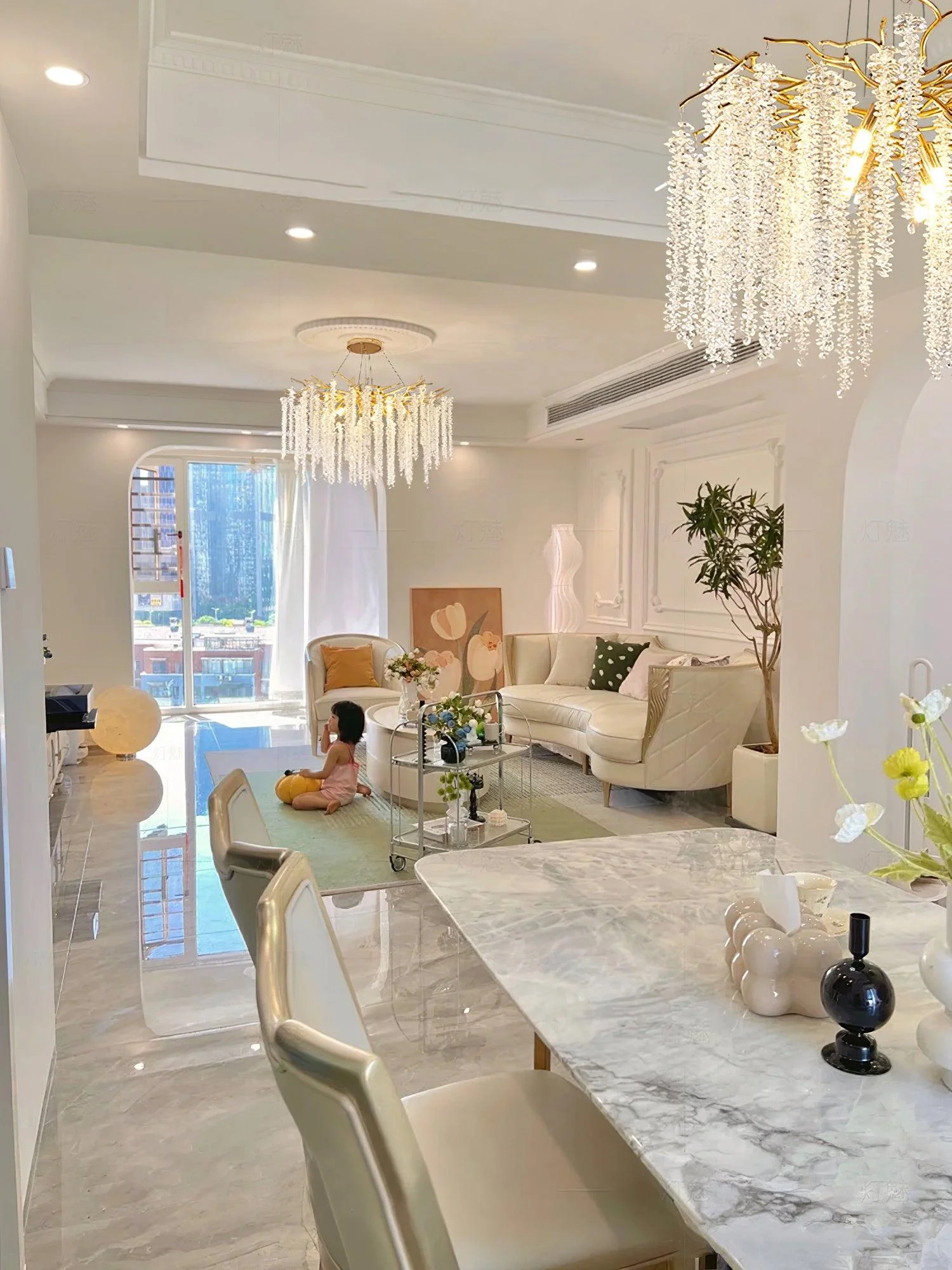 Lustra Chandelier Gold Crystal Branch Elegant - Image 29