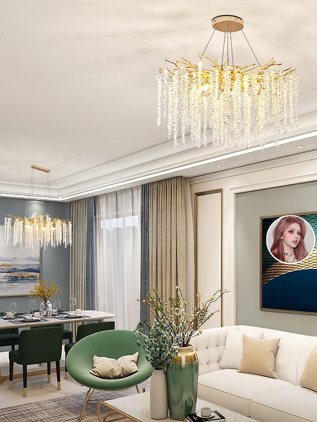 Lustra Chandelier Gold Crystal Branch Elegant - Image 30