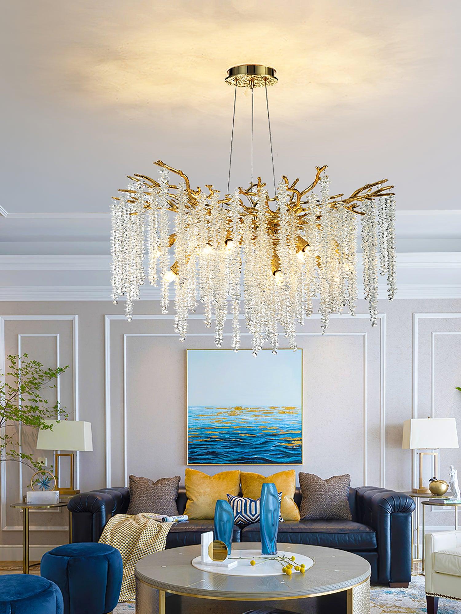 Lustra Chandelier Gold Crystal Branch Elegant - Image 4