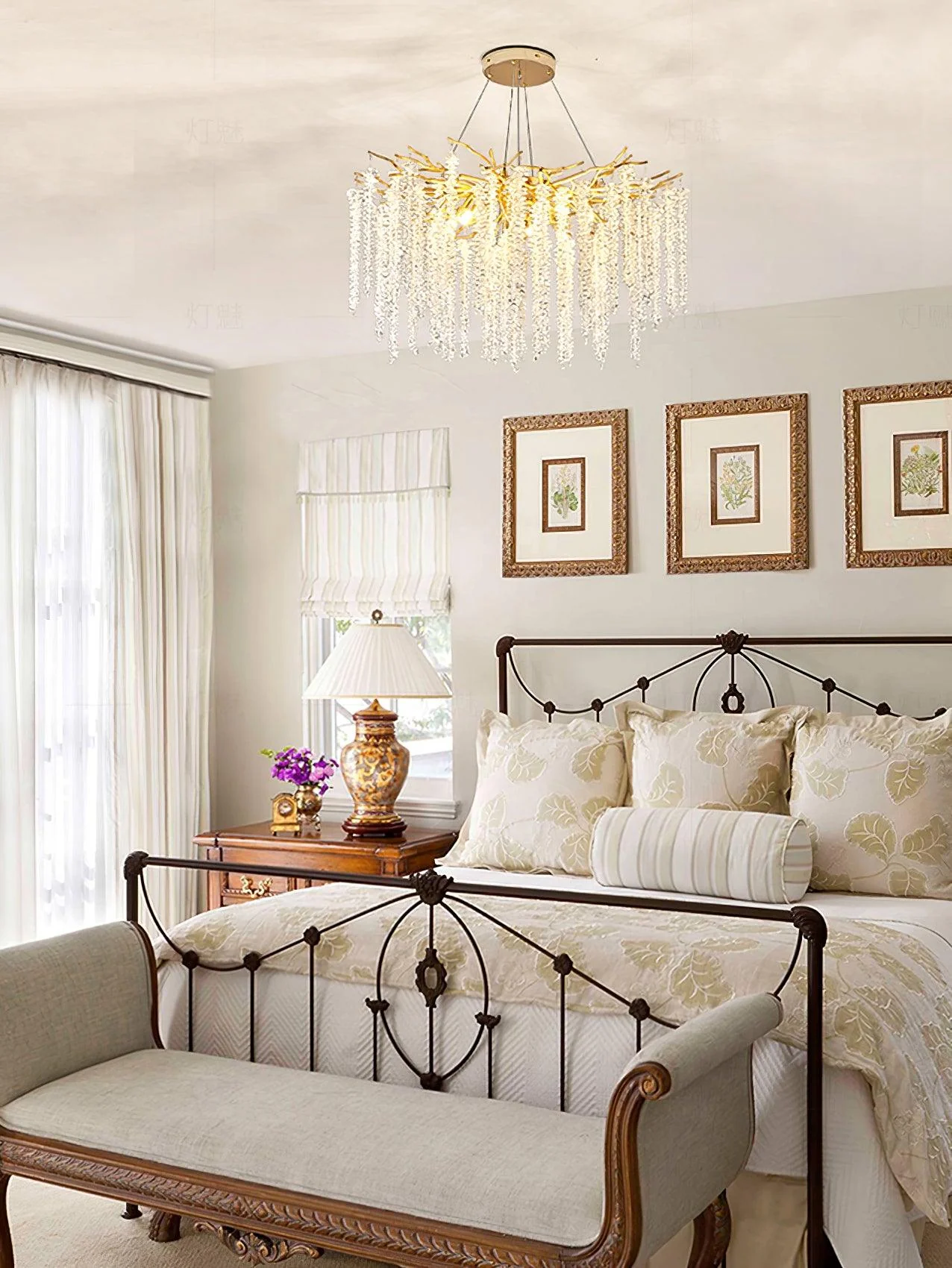 Lustra Chandelier Gold Crystal Branch Elegant - Image 6