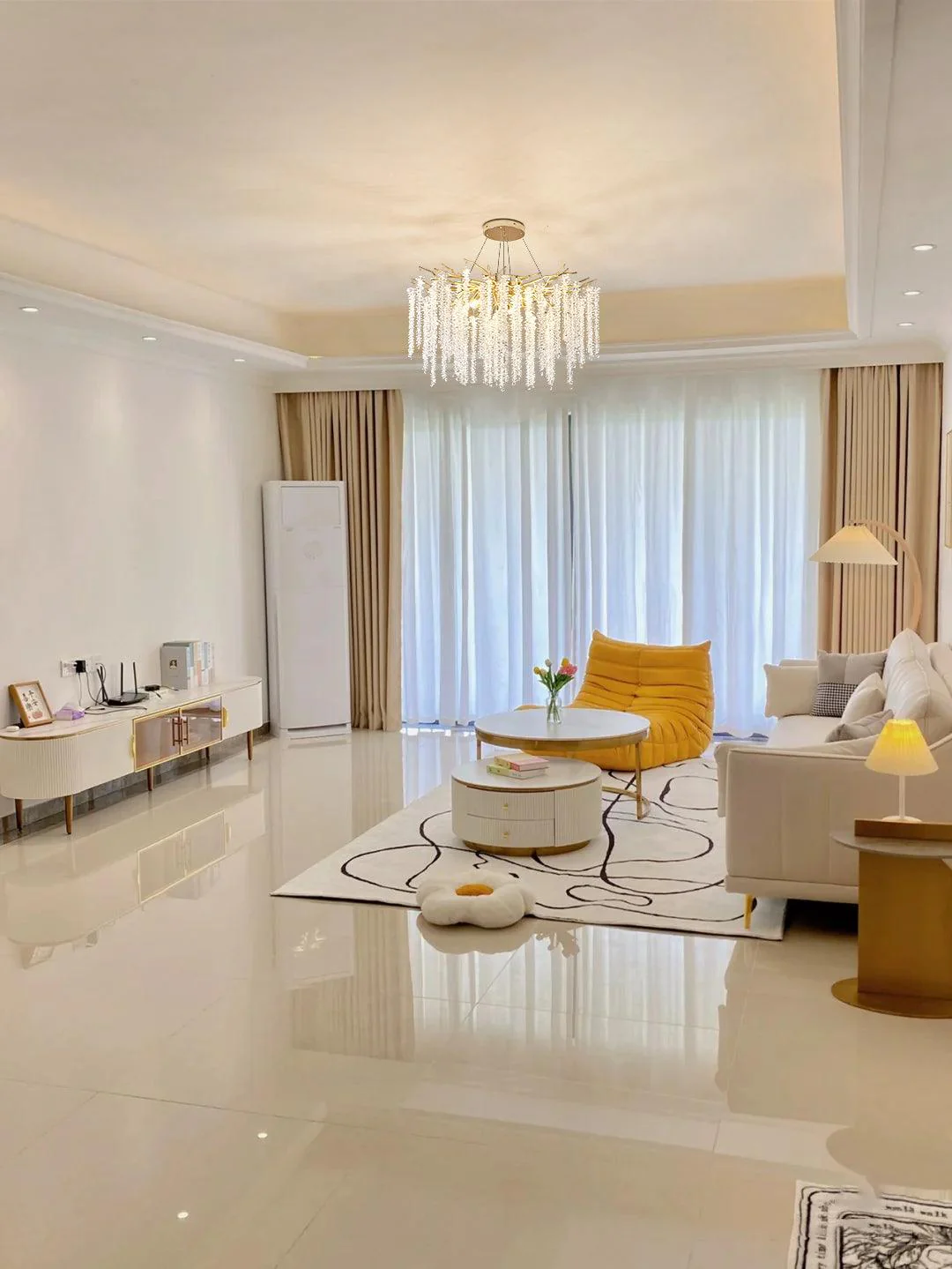 Lustra Chandelier Gold Crystal Branch Elegant - Image 8