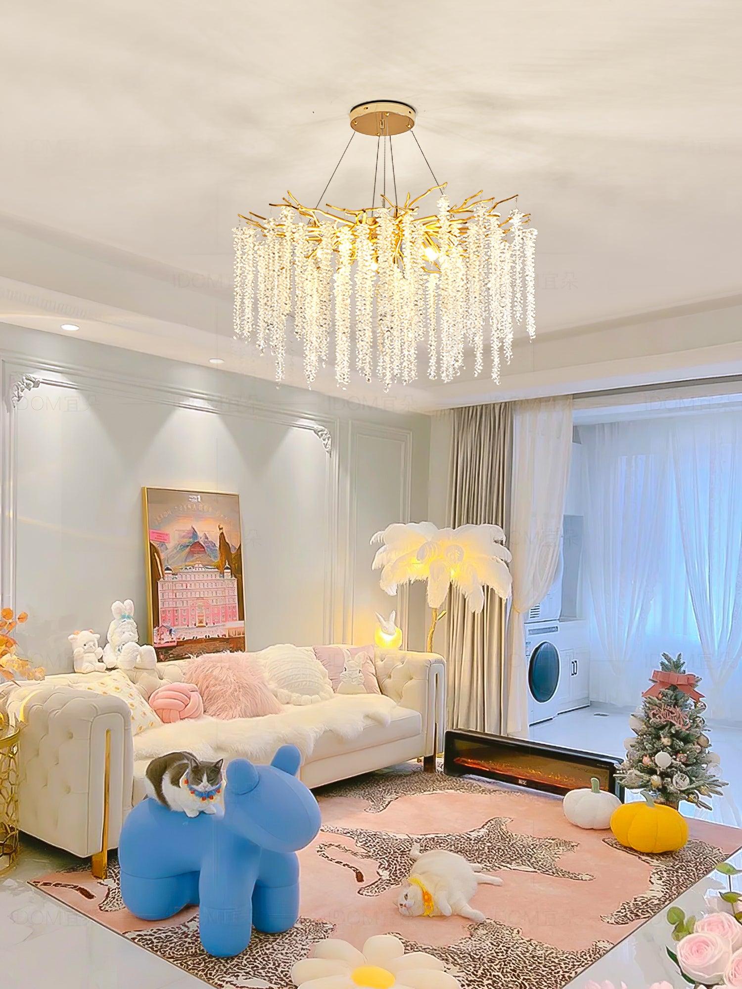 Lustra Chandelier Gold Crystal Branch Elegant - Image 9