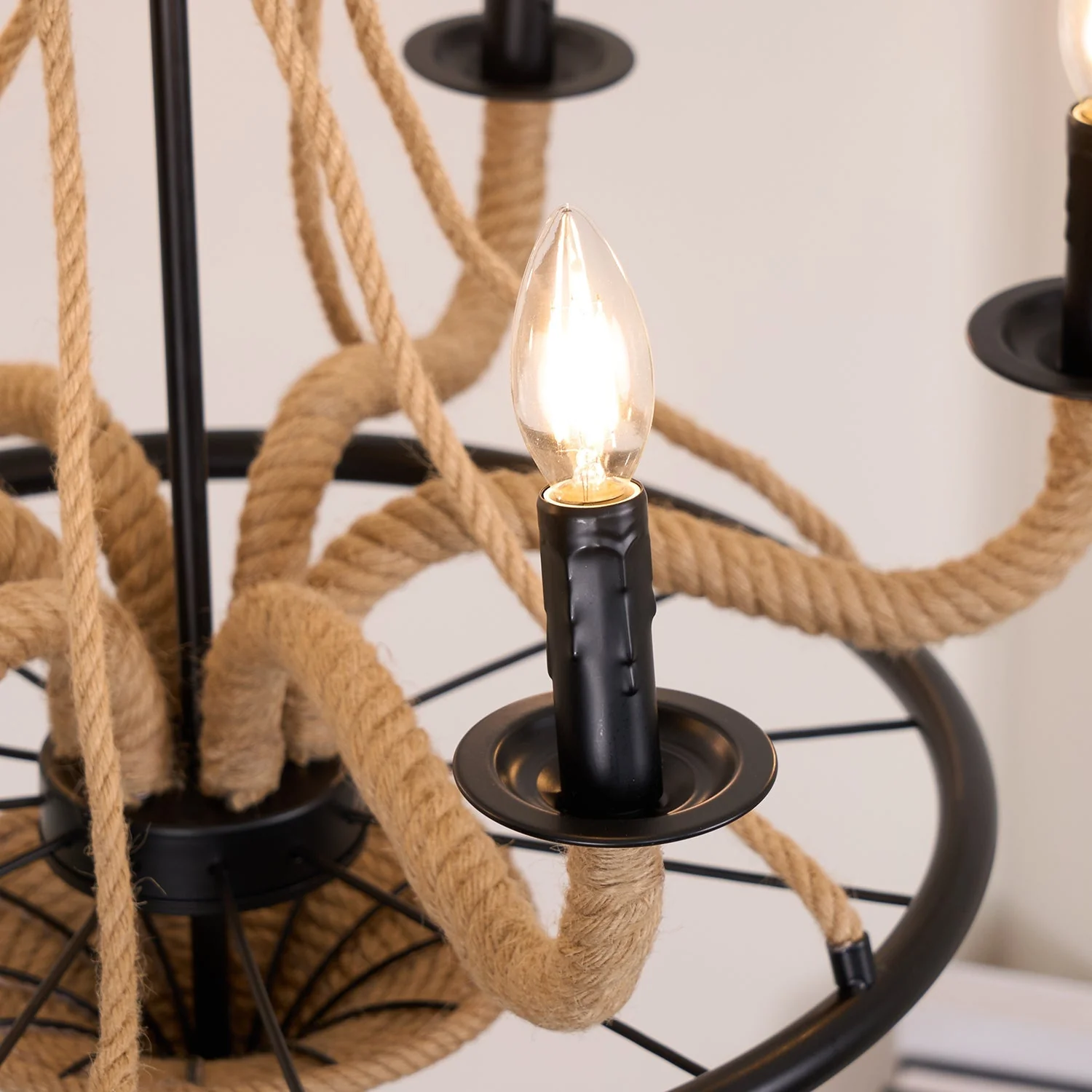 Lustra Chandelier Hemp Rope Large Wheel - Image 14