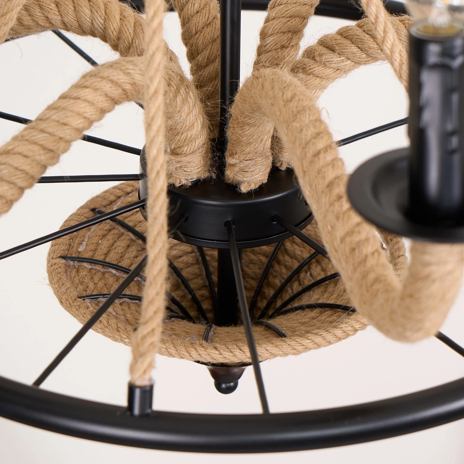 Lustra Chandelier Hemp Rope Large Wheel - Image 16