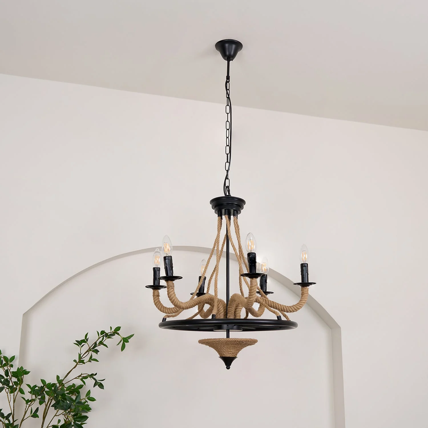 Lustra Chandelier Hemp Rope Large Wheel - Image 21