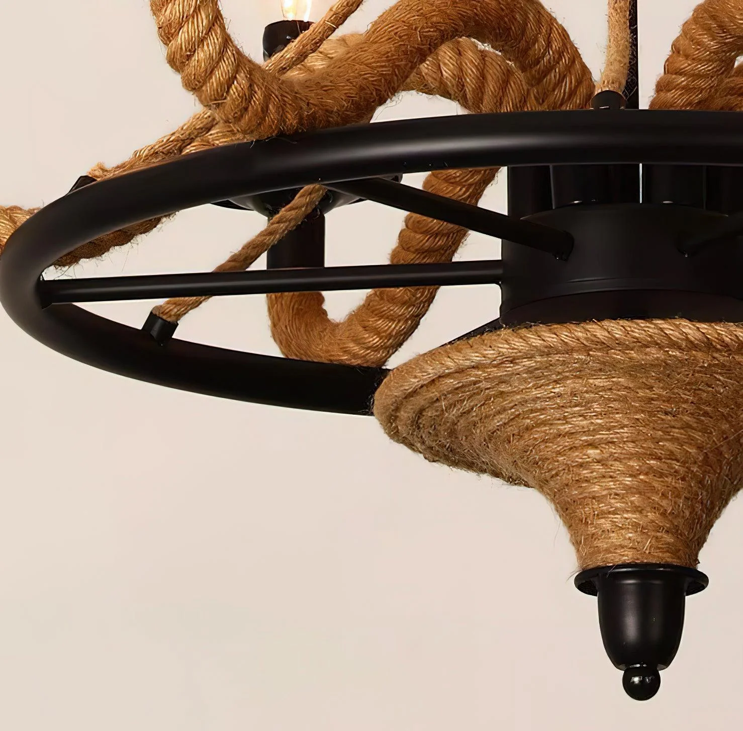 Lustra Chandelier Hemp Rope Large Wheel - Image 3
