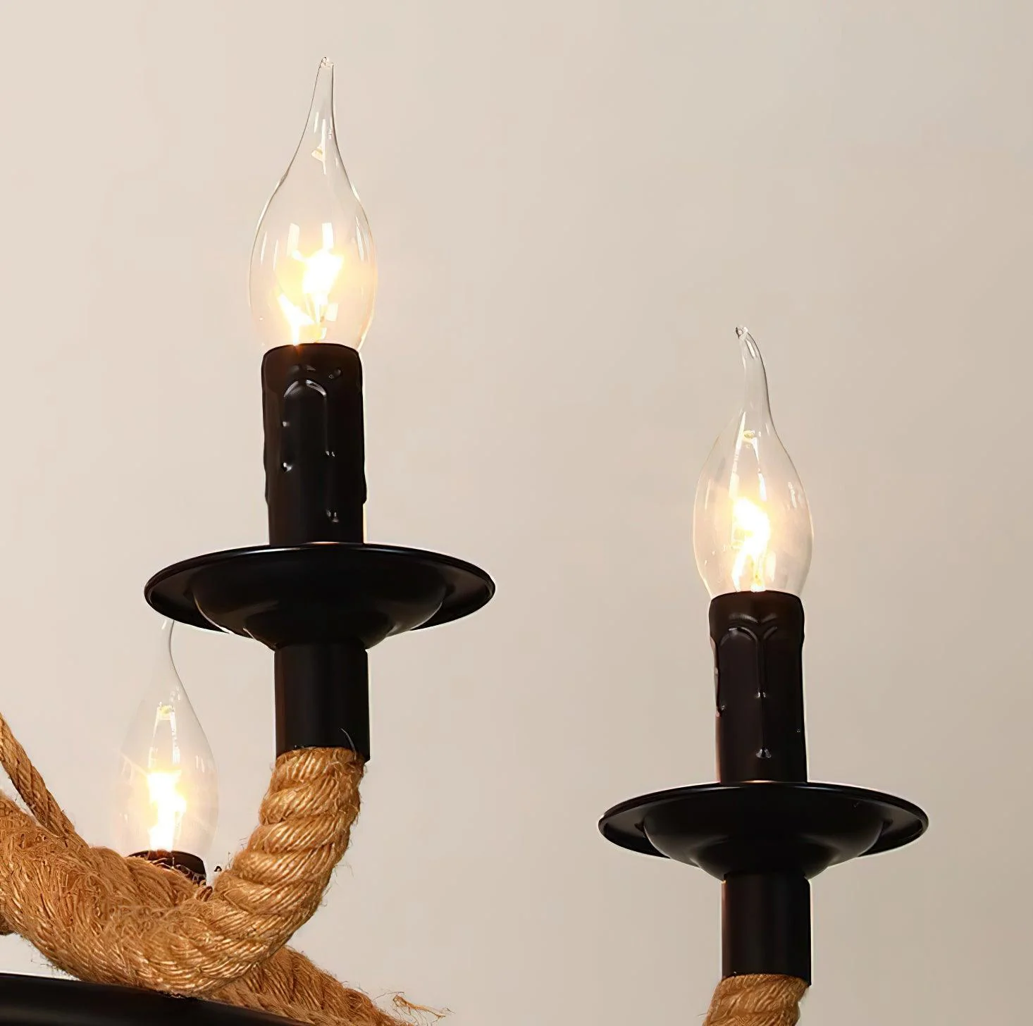 Lustra Chandelier Hemp Rope Large Wheel - Image 5