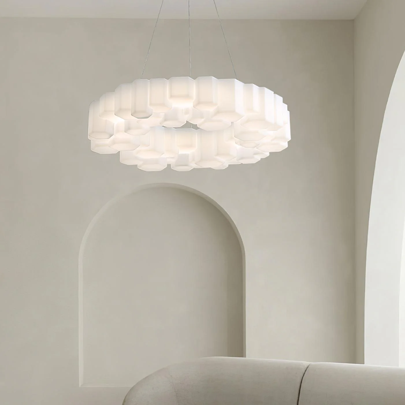 Lustra Chandelier Honeycomb Glossy White Polycarbonate - Image 11