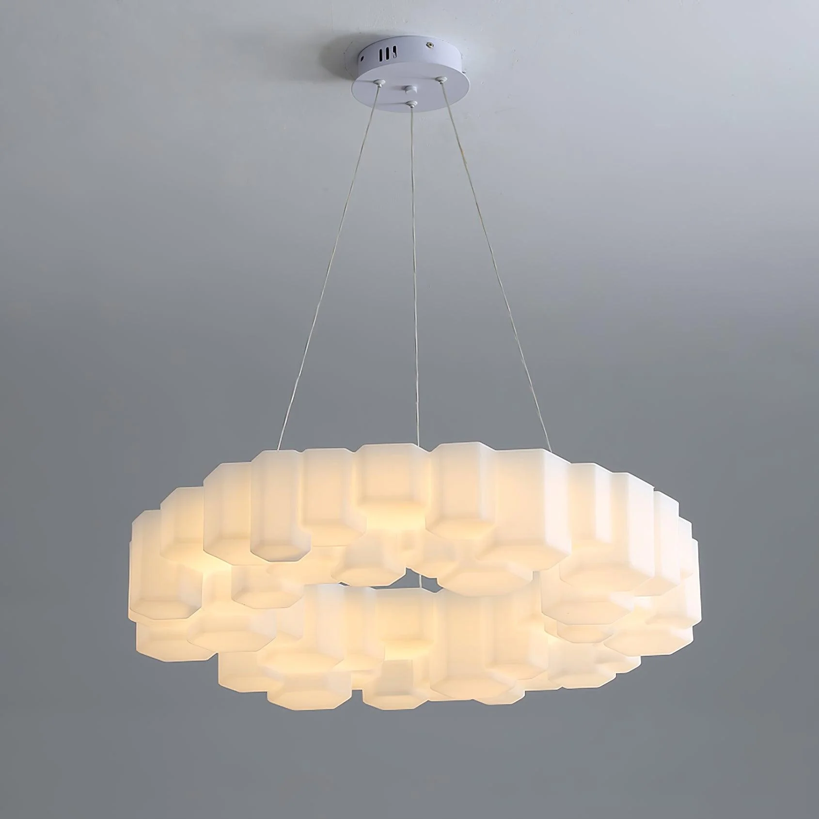 Lustra Chandelier Honeycomb Glossy White Polycarbonate - Image 12