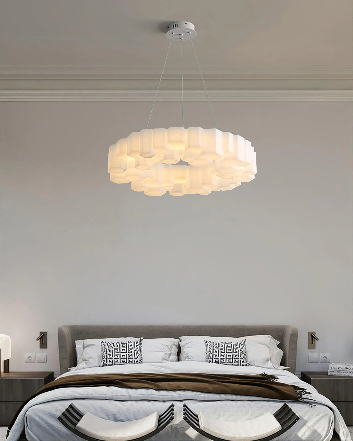 Lustra Chandelier Honeycomb Glossy White Polycarbonate - Image 14