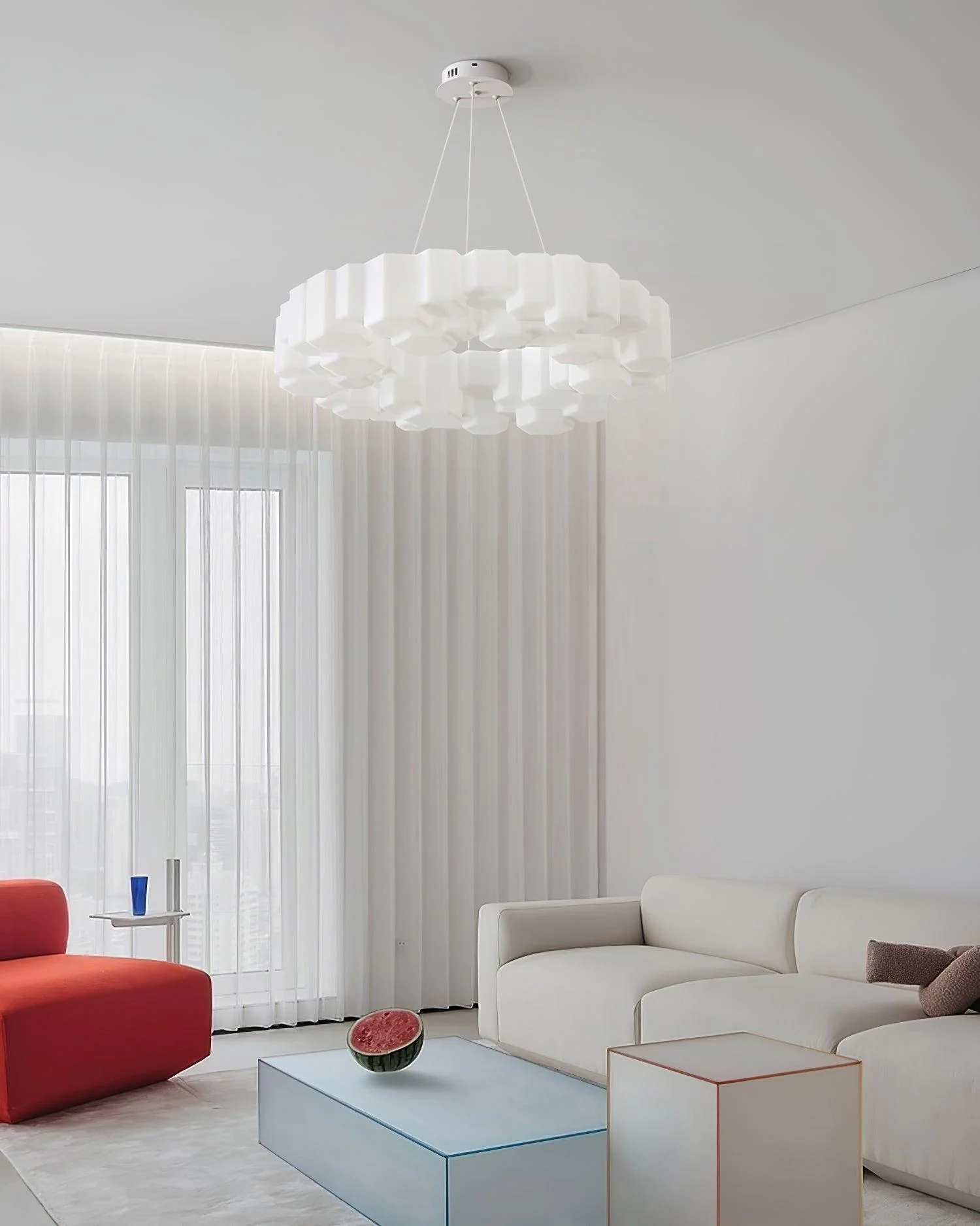 Lustra Chandelier Honeycomb Glossy White Polycarbonate - Image 17
