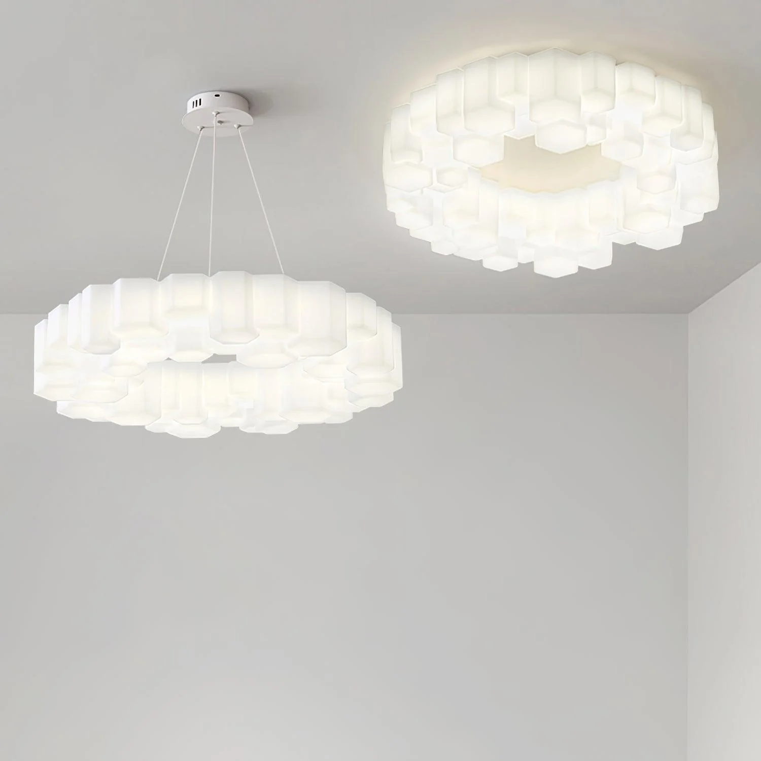 Lustra Chandelier Honeycomb Glossy White Polycarbonate - Image 22