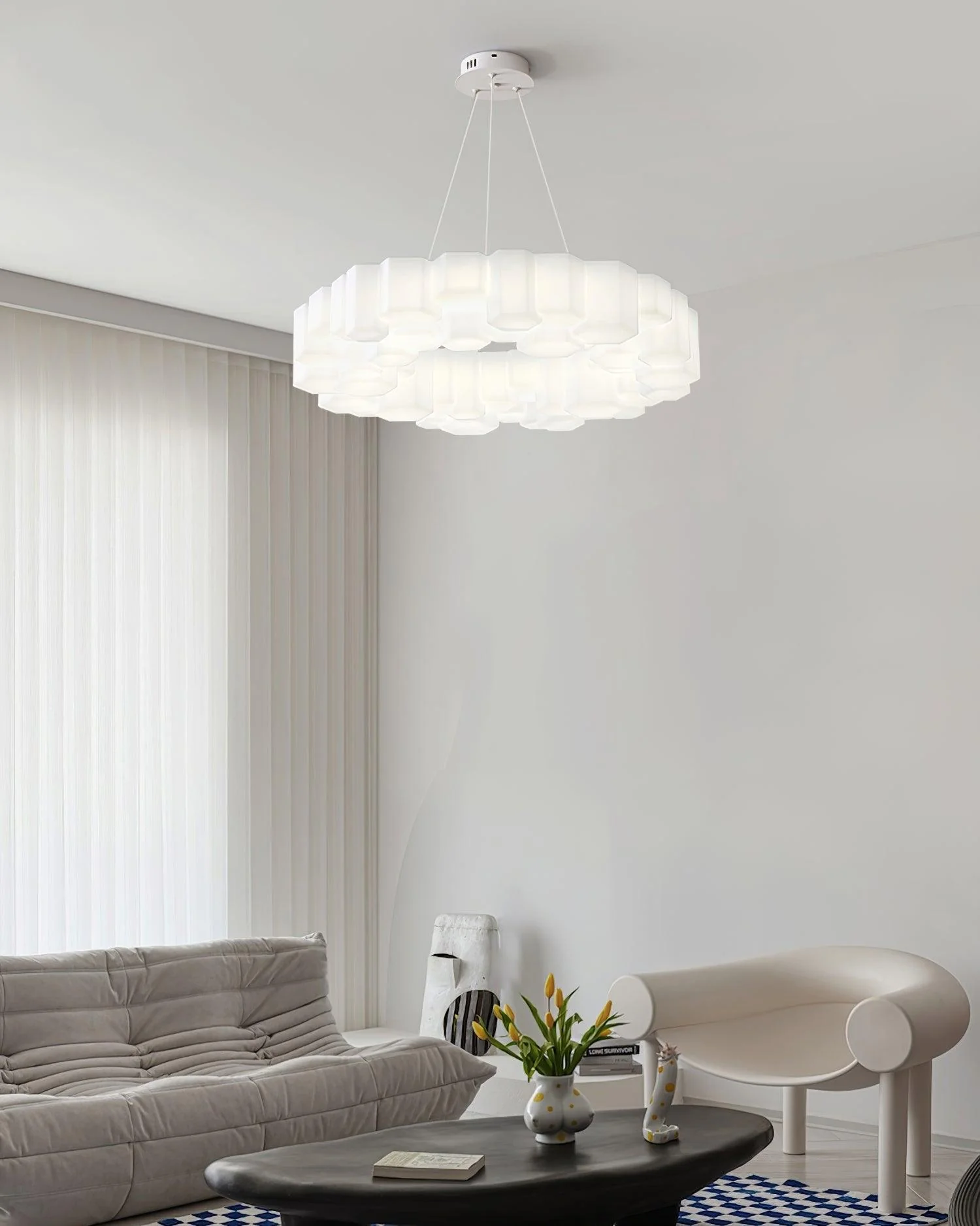 Lustra Chandelier Honeycomb Glossy White Polycarbonate - Image 26