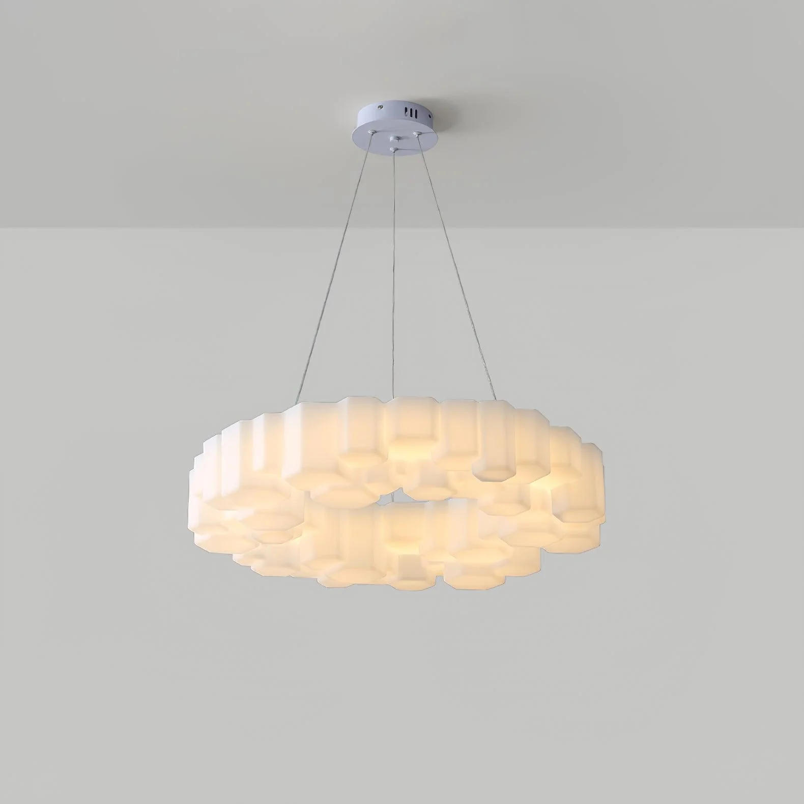 Lustra Chandelier Honeycomb Glossy White Polycarbonate - Image 27