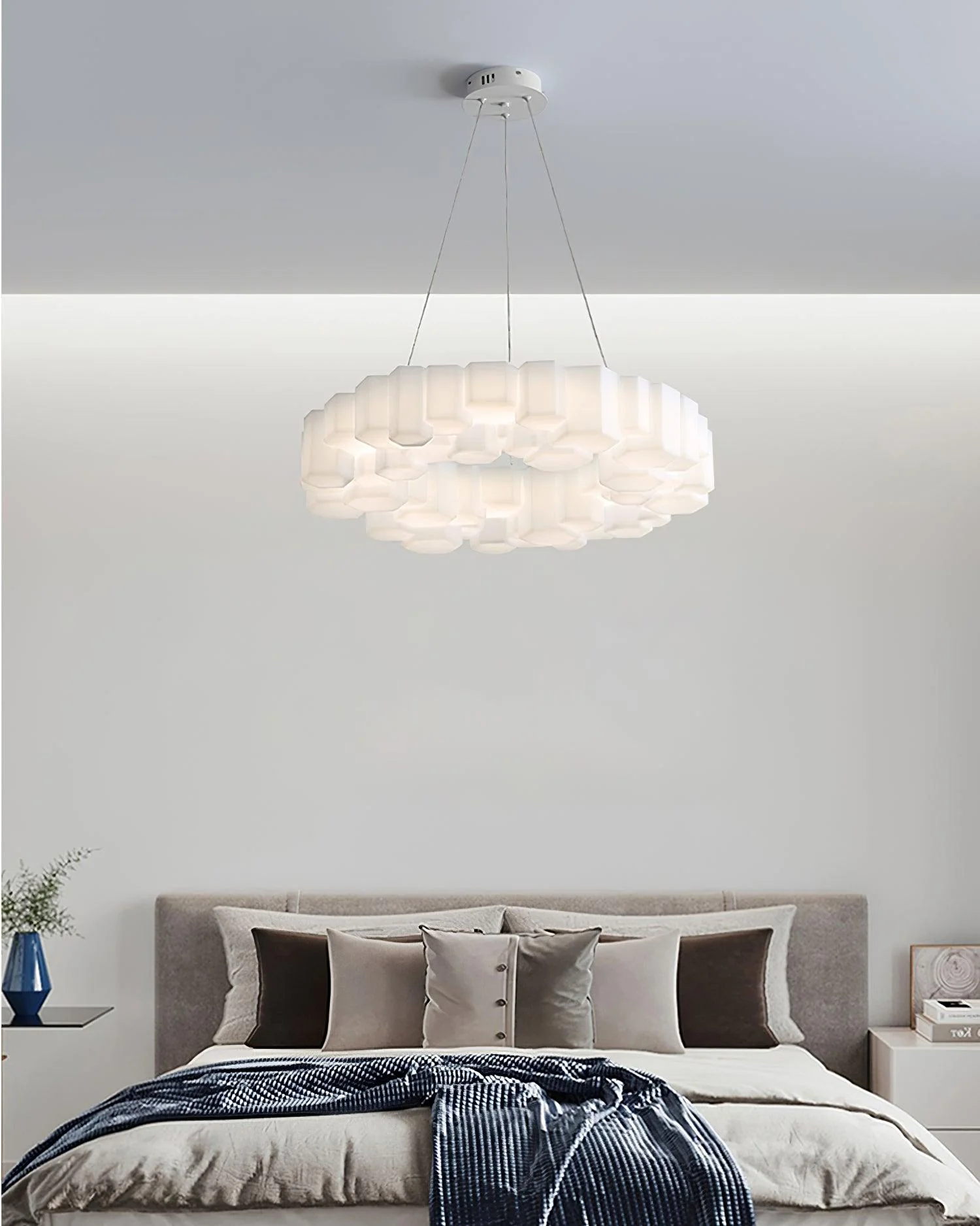 Lustra Chandelier Honeycomb Glossy White Polycarbonate - Image 28