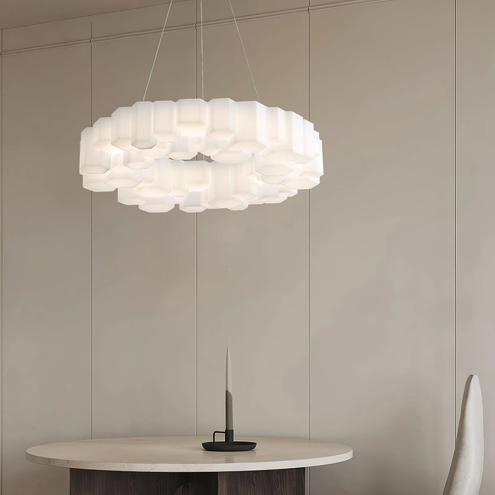 Lustra Chandelier Honeycomb Glossy White Polycarbonate - Image 4