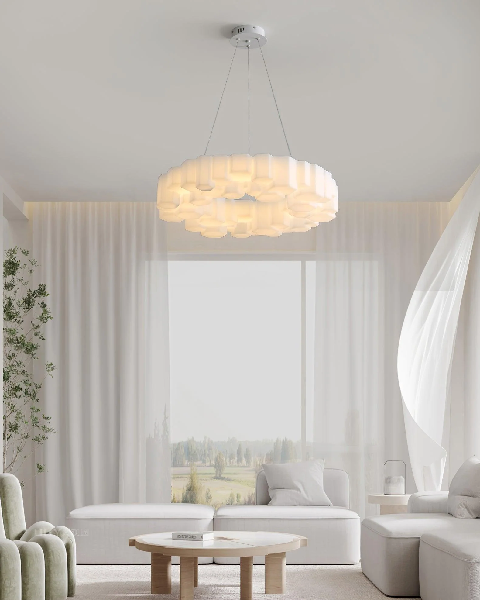 Lustra Chandelier Honeycomb Glossy White Polycarbonate - Image 8