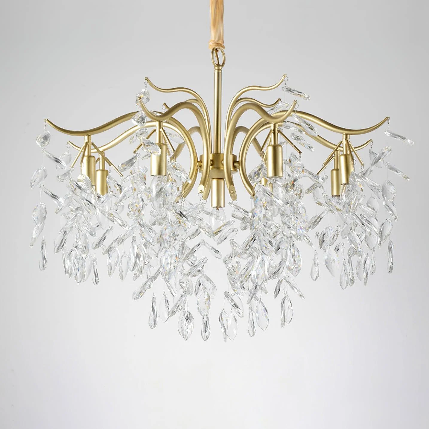 Lustra Chandelier Iron & Crystal Leaf - Image 18
