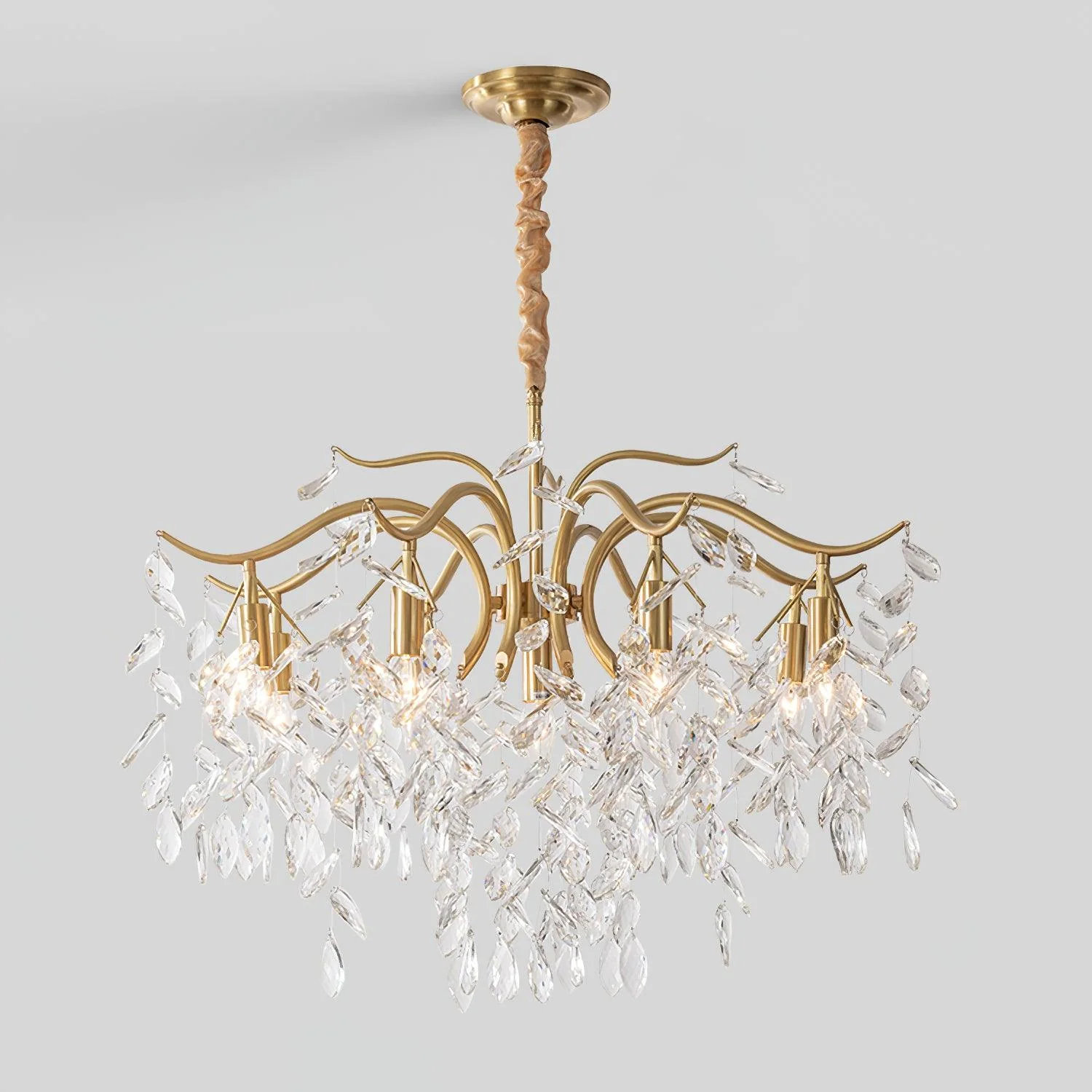 Lustra Chandelier Iron & Crystal Leaf - Image 2