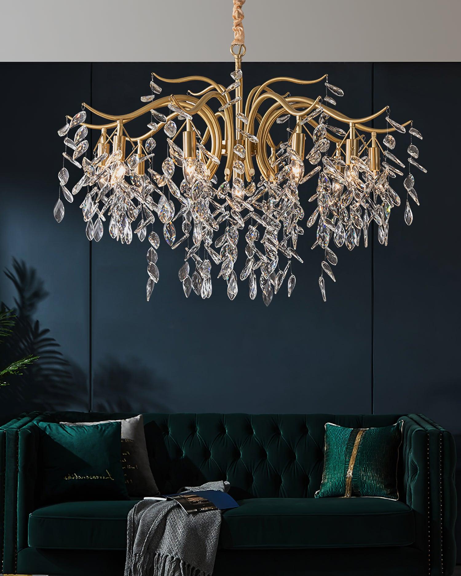 Lustra Chandelier Iron & Crystal Leaf - Image 20