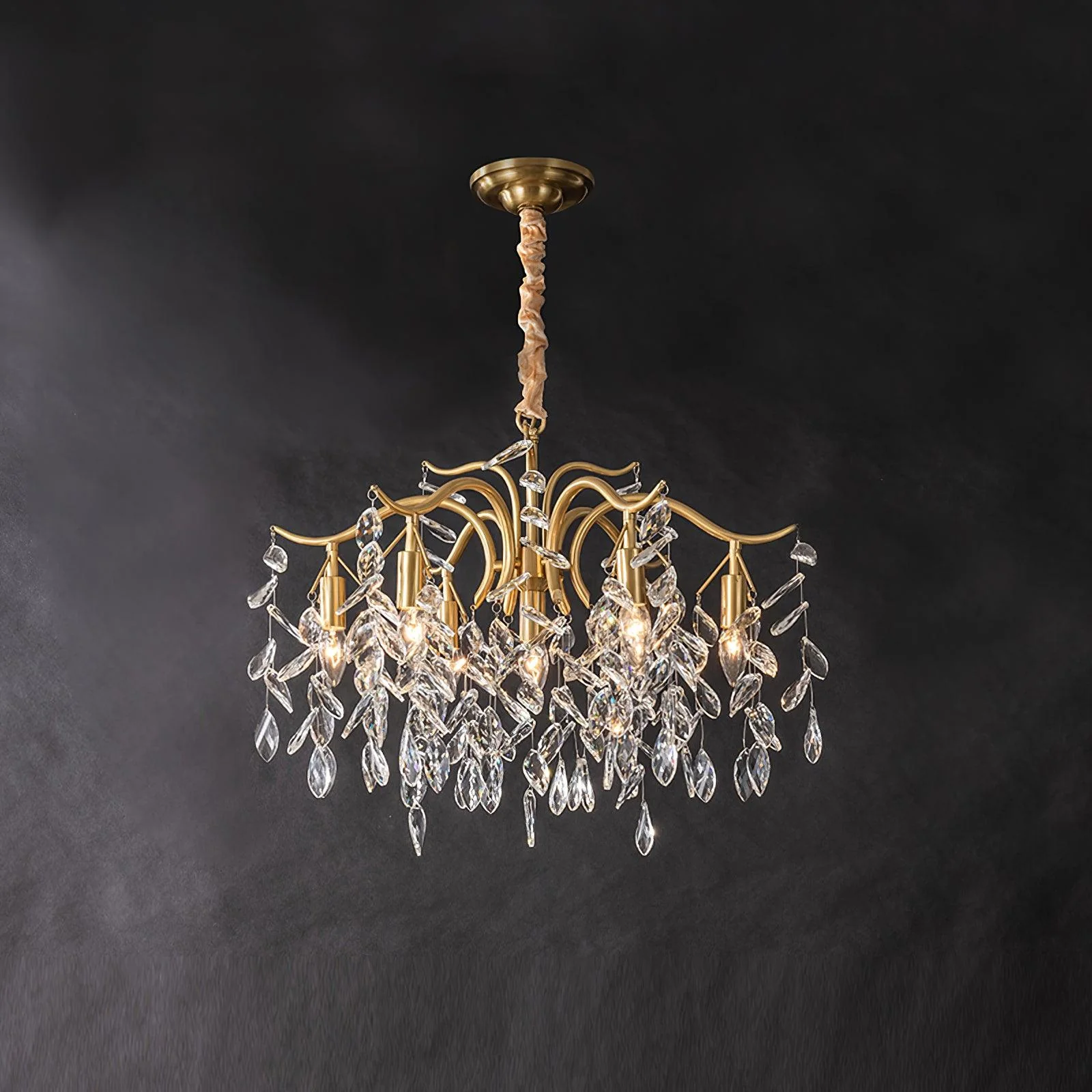Lustra Chandelier Iron & Crystal Leaf - Image 21