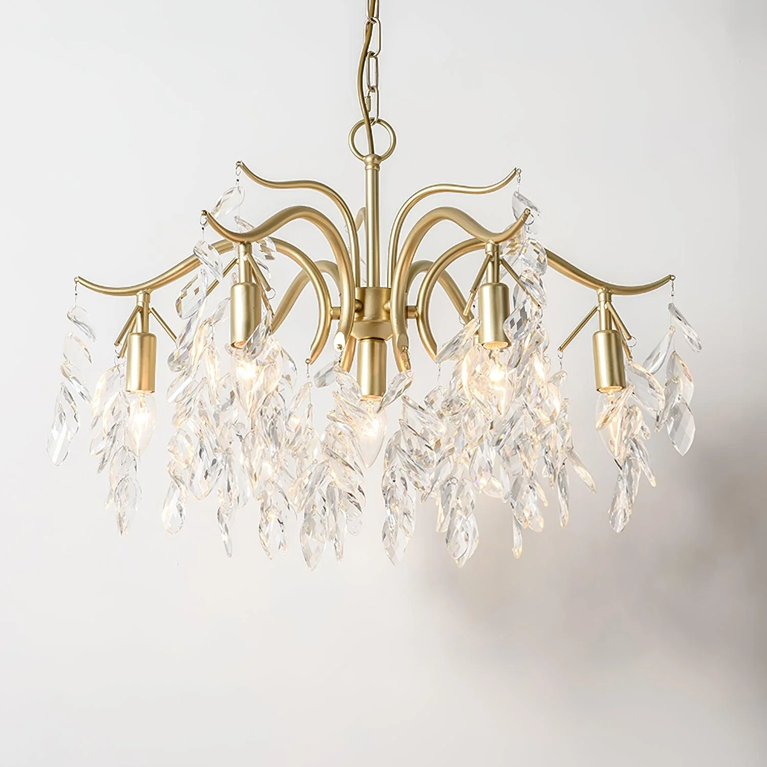 Lustra Chandelier Iron & Crystal Leaf - Image 25