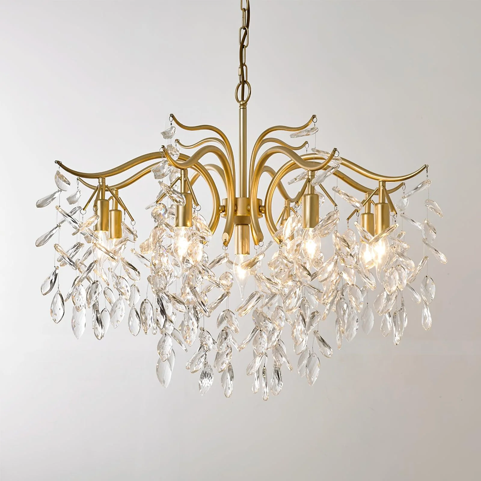 Lustra Chandelier Iron & Crystal Leaf - Image 3