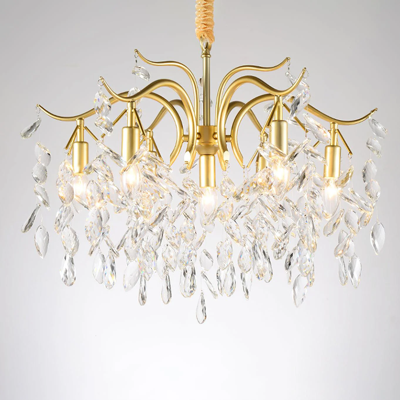 Lustra Chandelier Iron & Crystal Leaf - Image 5