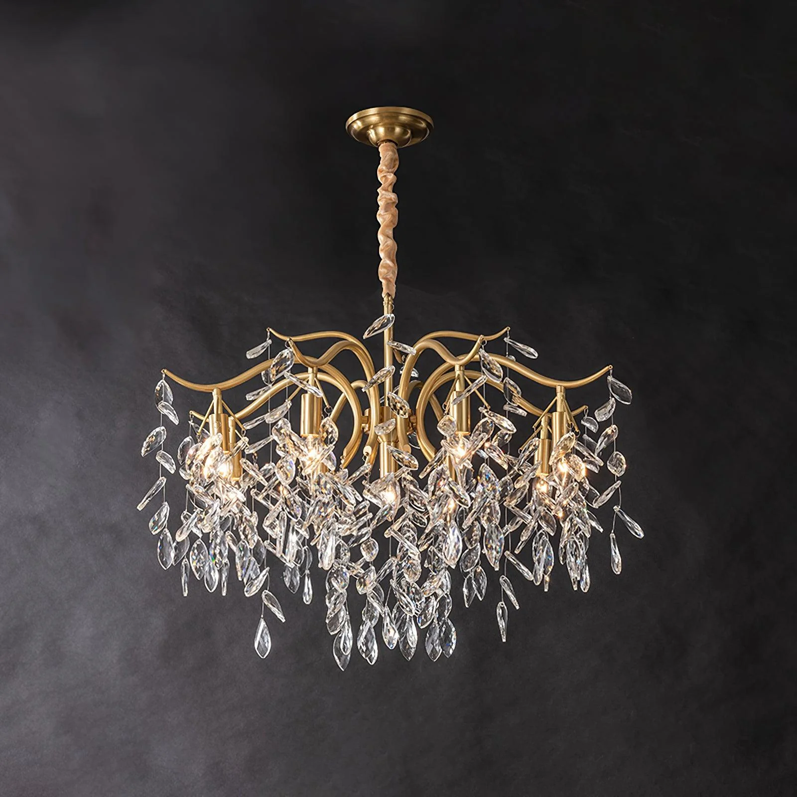 Lustra Chandelier Iron & Crystal Leaf - Image 9